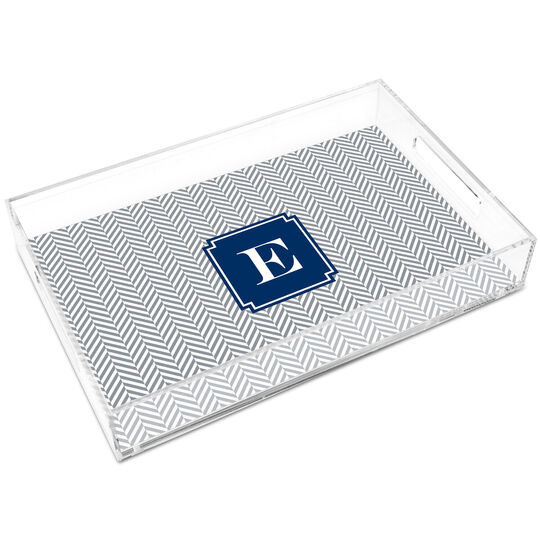 Gray Herringbone Lucite Tray